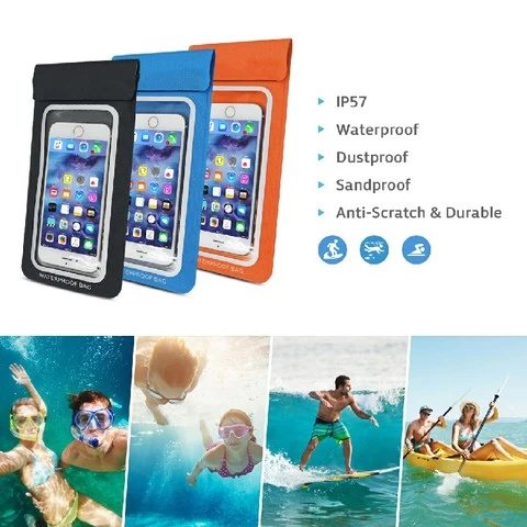 Orange Waterproof Cell Phone Case Bag Nylon Universal for iphone