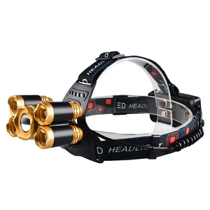 Outdoor Powerful 5LED Zoom Head torch Rechargeable 18650 battery headlamp