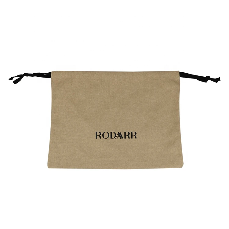 Personalized logo brown fabric canvas cotton dust drawstring bags