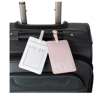 Personalized Travel Luggage Bag Tag Label Pink Custom Printed logo PU Leather Baggage Cruise Tag Holder