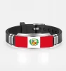 Peru Morocco Mexico Nigeria Stainless Steel Custom National Flag Rubber Silicone Wristband Bracelet