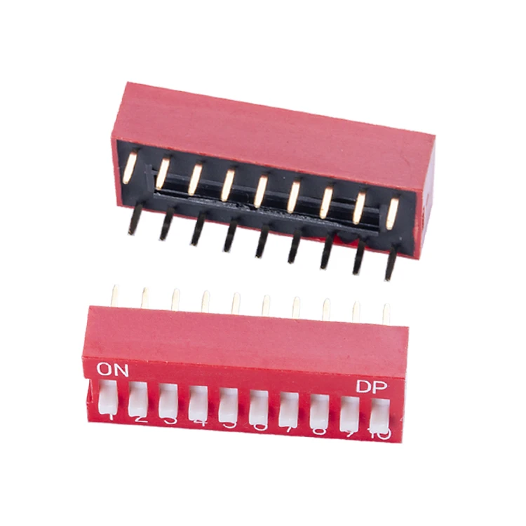 Piano Type Side Dial Dip Switch 2.54mm 10 Position Ds-1p Red dip Switch