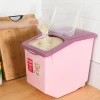 plastic airtight rice storage container with wheel and handle 10kg 15kg pp rice storage container