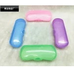 Plastic double curved glasses case Reading set LOGO Lightweight portable candy color plastic box in stock