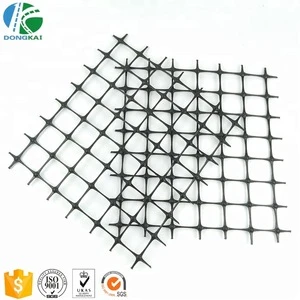 Plastic material biaxial geogrid as roadbed reinforcement material