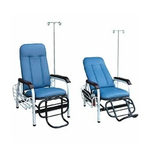 Plastic-sprayed reclining hospital medical infusion chair with IV pole