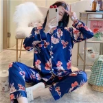 Plus Size 8XL Lounge Wear Woman Sleeping Pajama Set Cardigan Lapel Silk Pajamas Womens Sleepwear