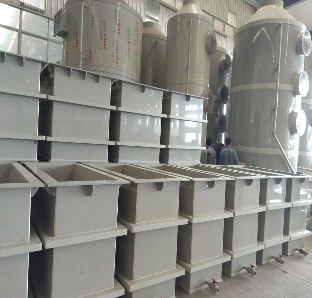 Polypropylene PP tank with steel reinforcement for metal finishing treatment industry