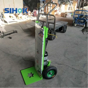 Portable  foldable 250kg heavy duty two wheel stair climbing building material mover lithium battery electric hand trolley