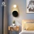 Import Post modern bed room creative glass metal round black light led white wall lamp from China