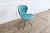 Import powder coating black color iron base light blue PU covering dinning chair from China