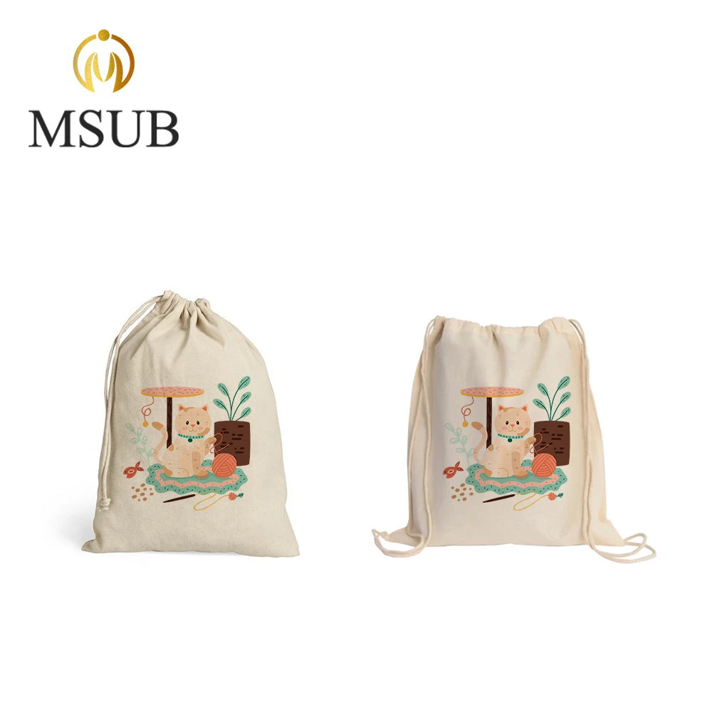 printable white color promotional bags drawing Bag shoulder Canvas Sublimation custom item