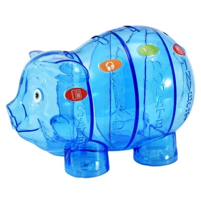 Promotional Gift Transparent PS Plastic Money Boxes Shaped Coin Bank Piggy Banks
