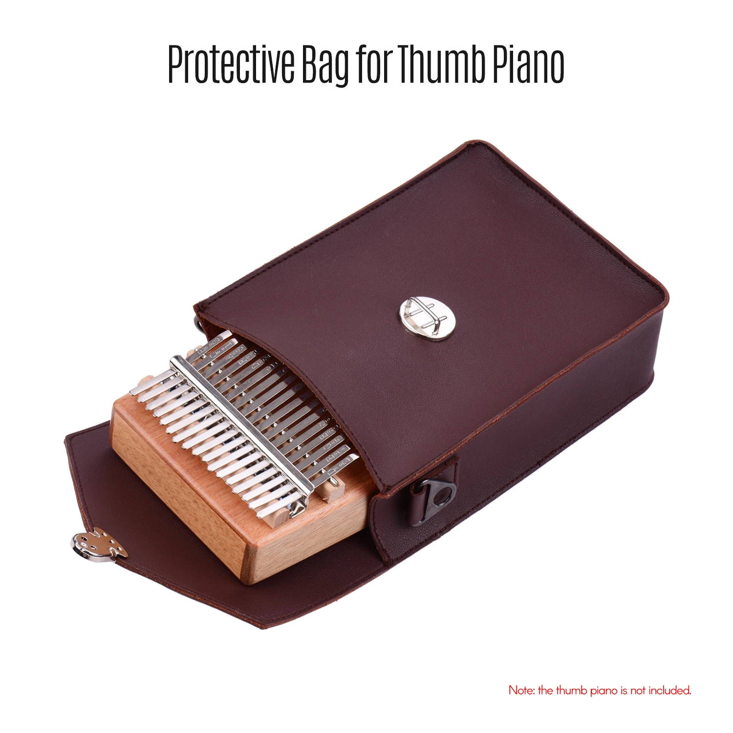 Protective Bag for Thumb Piano Kalimba Case PU Leather Mbira Gig Bag with Strap