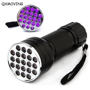 QXMOVING Ultraviolet Rays Torch Light Waterproof Aluminum Multifunctional Currency Detector Portable 21LED UV Flashlight