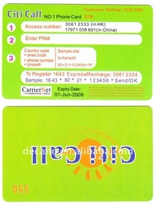 Recharge voucher scratch phone card
