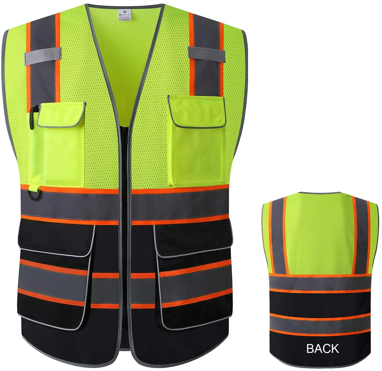 Reflective Mesh Safety Vest - High Visibility Multi Pockets Breathable Workwear
