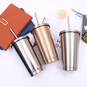 Reusable Boba Cup Stainless Steel Coffee Cups With Lid