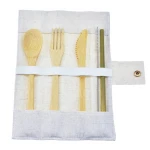 Reusable Wooden Bamboo Fiber Travel Cutlery Set With Logo Box