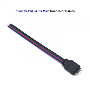 RGB Connector Cable 4 Pin Male LED Connector Cable 10cm 15cm Electrical Wire For 5050 3528 RGB LED Strip Lights