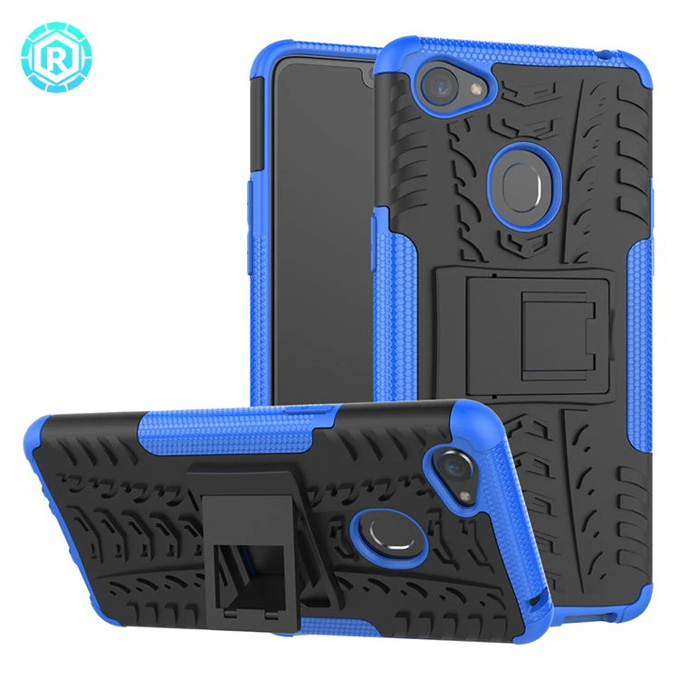 Roiskin wholesale mobile phone bags case dazzle armor rugged back cover with kickstand for oppo f7