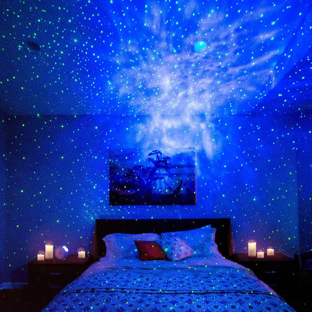 Romantic Nebular  blue sky starry light LED laser projector application for wedding birthday party family decoration