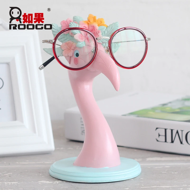 Roogo novelty flamingo eyewear holder resin unique home decoration ornament