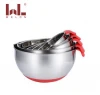 Round shape stainless steel mixing bowl set kitchen bowls mixing and plastic lid silicone mixing bowl with handle