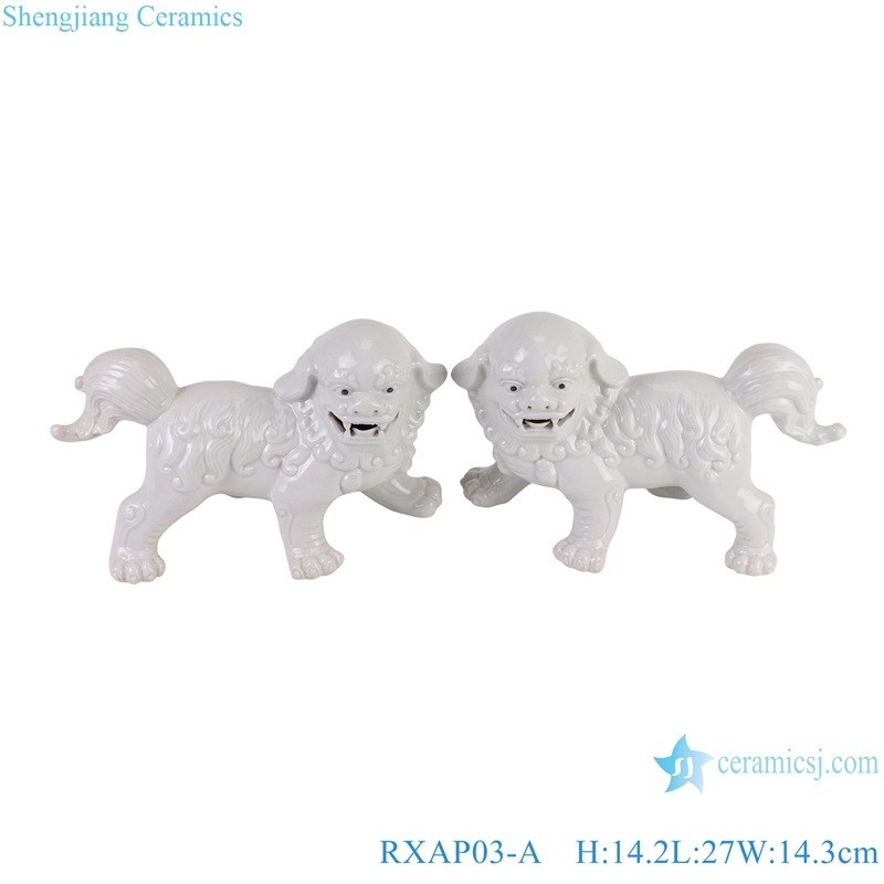 Rxap03-a White Color Pair Porcelain Pug-Dog Home Ornament