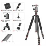Saienitisi Z668C Professional Camera Tripod Stand Monopod Carbon Fiber for DSLR