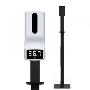 Saytotong black stand metal floor stand for soap dispenser k9 thermometer function automatic hand sanitizer dispenser