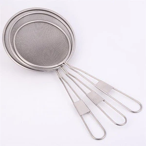 Set of 3 Stainless Steel Mesh Strainer Colander Sieve With Handle