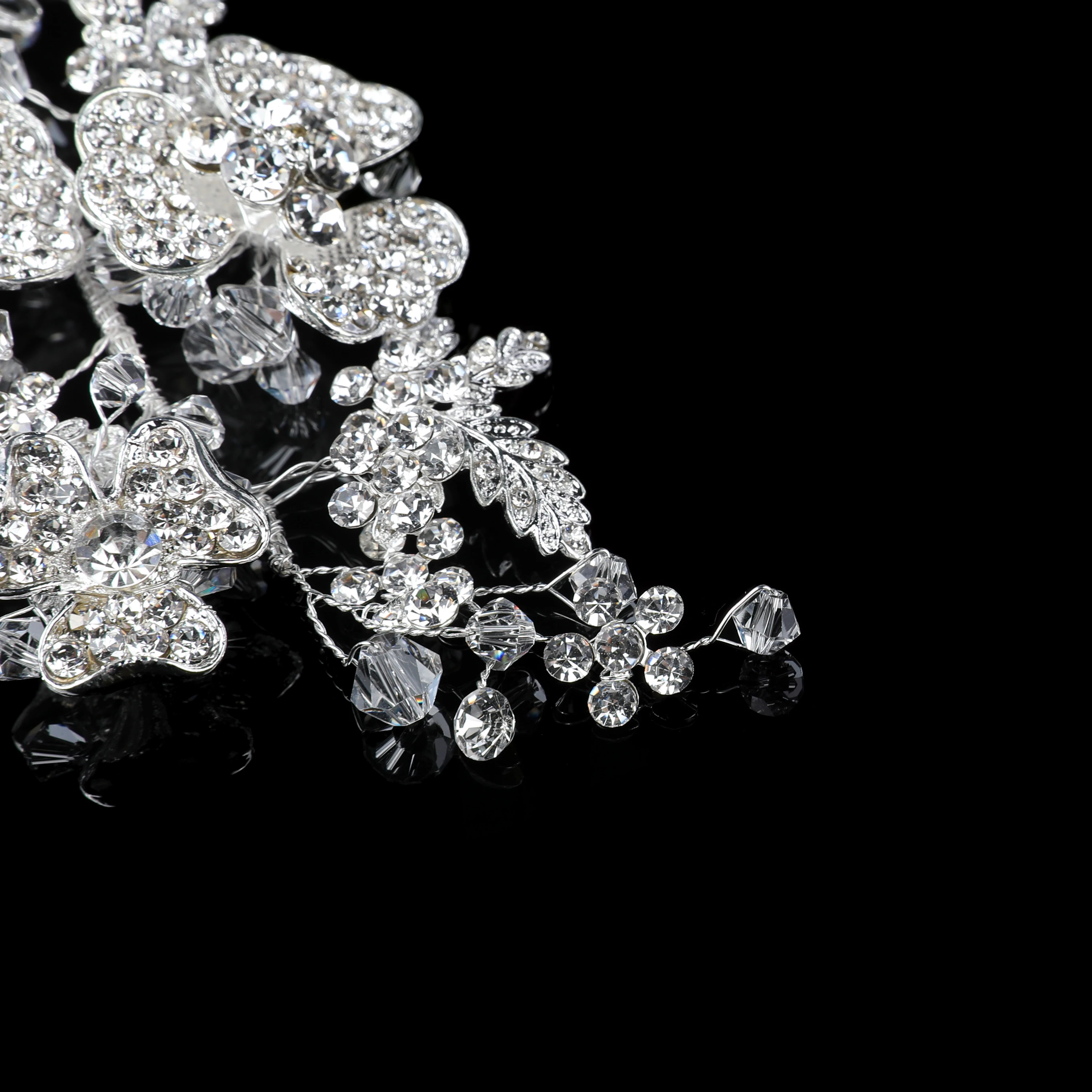 SG0134 New luxury silver bridal tiara flower rhinestone hair accessories wedding hair clip on sale