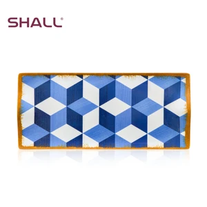 Shall rectangular plastic melamine custom printed serving tray