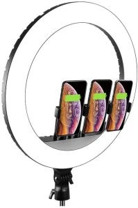 Shemax Selfie Ring Light with Extendable Tripod Stand &amp; Flexible Phone Holder for Live Stream/Makeup,Led Camera Ringlight
