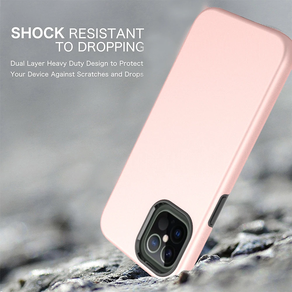 Shockproof Oil Coating PC and Soft TPU Hybrid Mobile Phone Case for iPhone 12 Pro Max