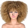 Short Curly Afro Wigs with Bangs for Black Women Afro Kinky Curly Wigs Synthetic Heat Resistant Fluffy Wigs