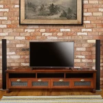 Sideboard tv COSTA RICA 4 drawers glass melamic teak wood furniture