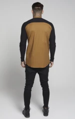 skinny fit grandag collar men shirt,black jersey sleeve shirt,latest shirt wholesale
