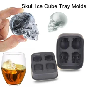Skull Shape 3D Ice Cube Mold Maker Bar Party Silicone Trays Chocolate Mold Gift Ice Cream Tools
