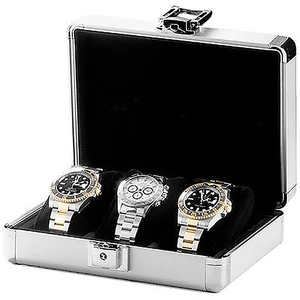 Small silver aluminum watch gift storage box