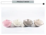 Smooth round stoneware casserole soup pot with lid, Stew Pot for cooking