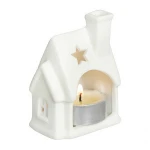 Snow White Cottage House Tea Light Holder Christmas Candle Lantern