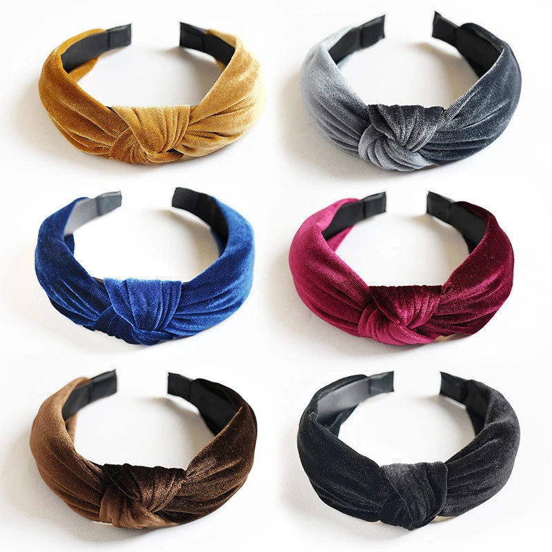 Solid-color cloth hand-knotted wide-rimmed hair hoop double headband female hair accessories