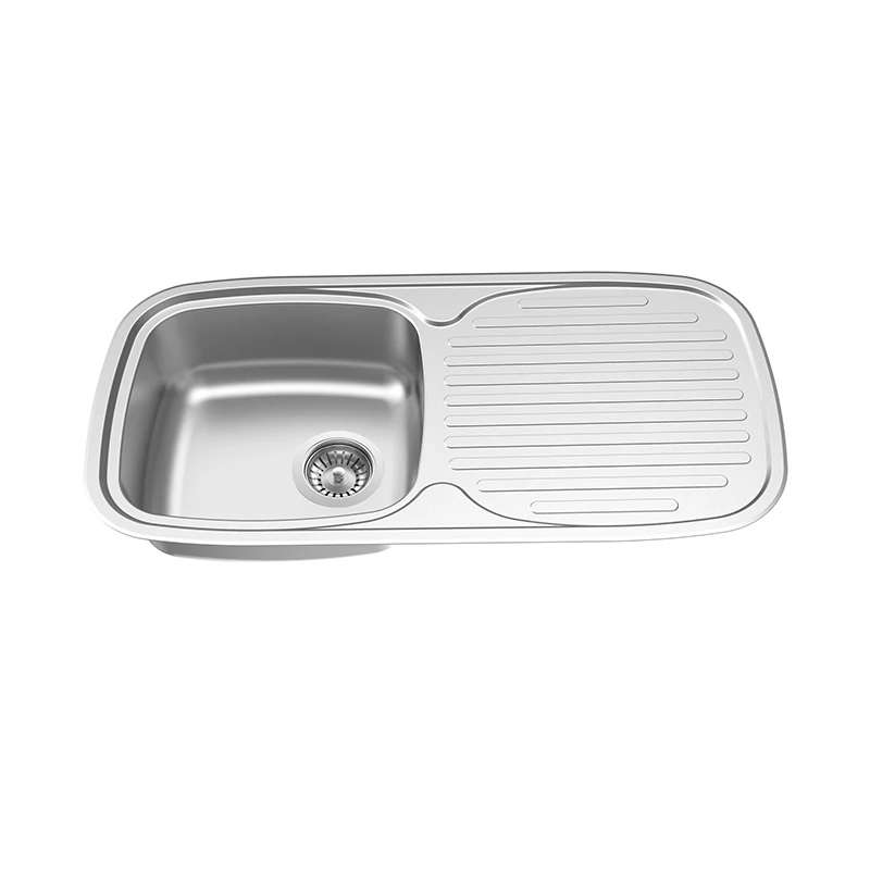 Stainless Steel 304 Above Counter Single Bowl Kitchen hand wssh Sink With Drainboard