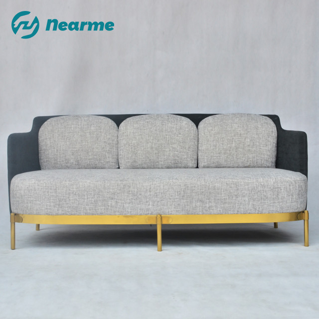 Buy Stainless Steel Electroplate Gold Leg Metal Leather Fabric Sofa ...