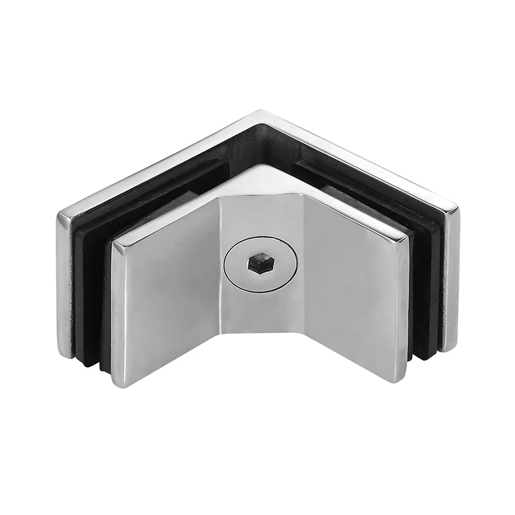 Stainless Steel Glass Corner Clamp With Safety Pin 90 Degree Flat Fixed Glass for Balcony