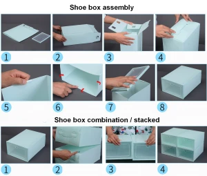 Storage Transparent Plastic Stackable Shoe Box Case Home Drop Front Shoe Storage Box