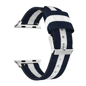 Stripe nylon strap watch band for apple watch 4/3/2/1 42mm/38mm bracelet wrist belt woven nylon watchband for iwatch accessories