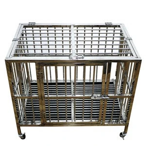 Strong collapsible modular welded dog cage , custom foldable stainless steel dog cage with wheels